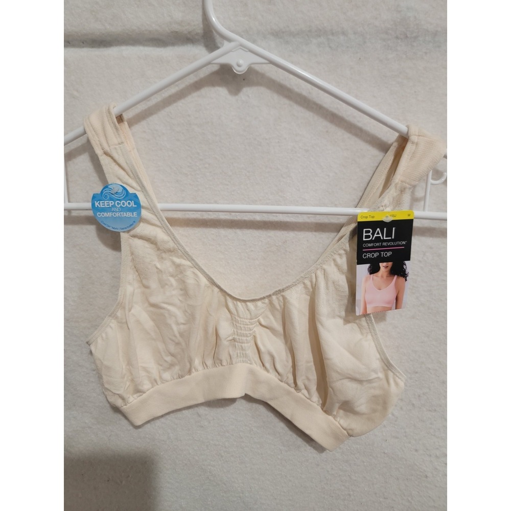 Bali Comfort Revolution Crop Top Bra M Medium Cream Seamless Microfiber DF103J‎